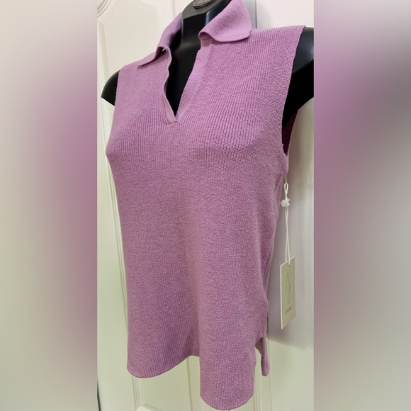 Lilac Purple JOIE Collared V Knit Sleeveless Vest Top Size XS Unworn Polo Mauve - Picture 5 of 10